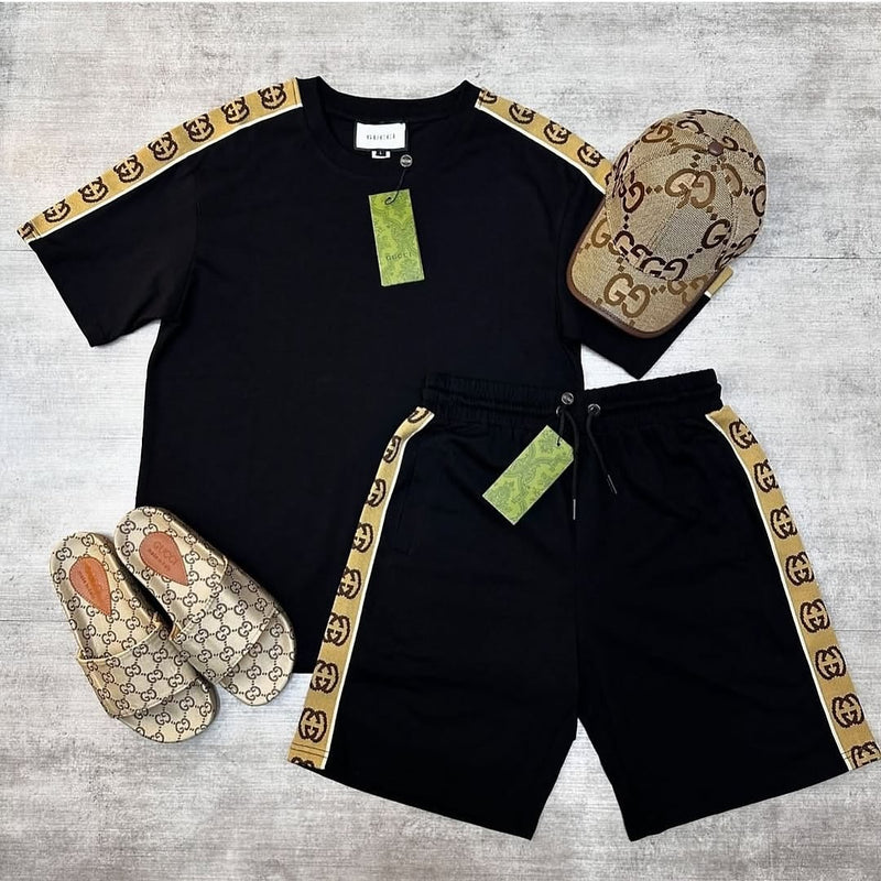 KIT ALL GUCCI | Camisa + Boné + Bermuda e Chinelo Slide