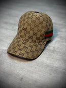 Boné Gucci Tradicional - Fita lateral verde|vermelha (Bege)