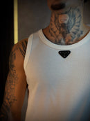 Regata Canelada Prada Logo frontal - Importada - Branca