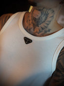 Regata Canelada Prada Logo frontal - Importada - Branca