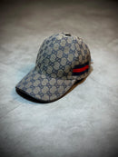 Boné Gucci Tradicional - Fita lateral Azul Marinho|Vermelho (Cinza)