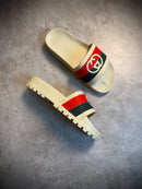 Slide Importada GUCCI GG Faixa - Bege