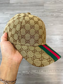 Boné Gucci - Fita Vermelha|Verde na Aba (BEGE)