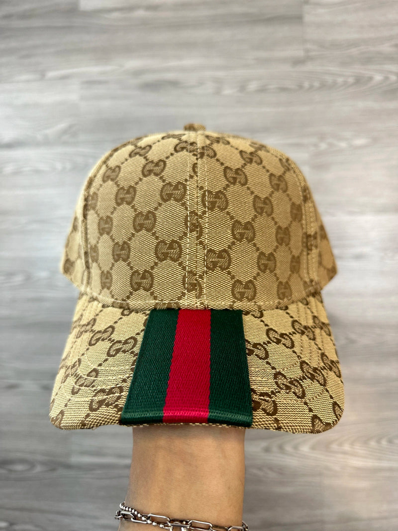 Boné Gucci - Fita Vermelha|Verde na Aba (BEGE)