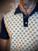 Camisa Polo Gucci importada - Estampada - Azul Marinho