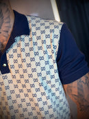 Camisa Polo Gucci importada - Estampada - Azul Marinho